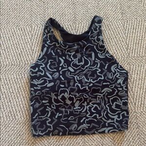 Athleta Black and Gray Fitted Crop Tank Top